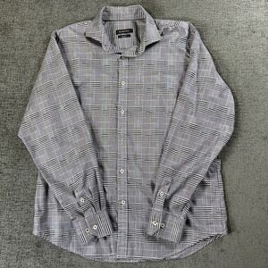 Bugatchi Men's L Classic Fit Shirt Long Sleeve Button Check Black White‎